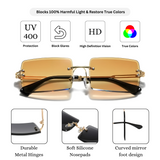 HautRim Series Rimless Rectangle Y2K Sunglasses For Men & Women Gold Brown HautRim Series Rimless Rectangle Y2K Sunglasses For Men & Women Gold Brown
