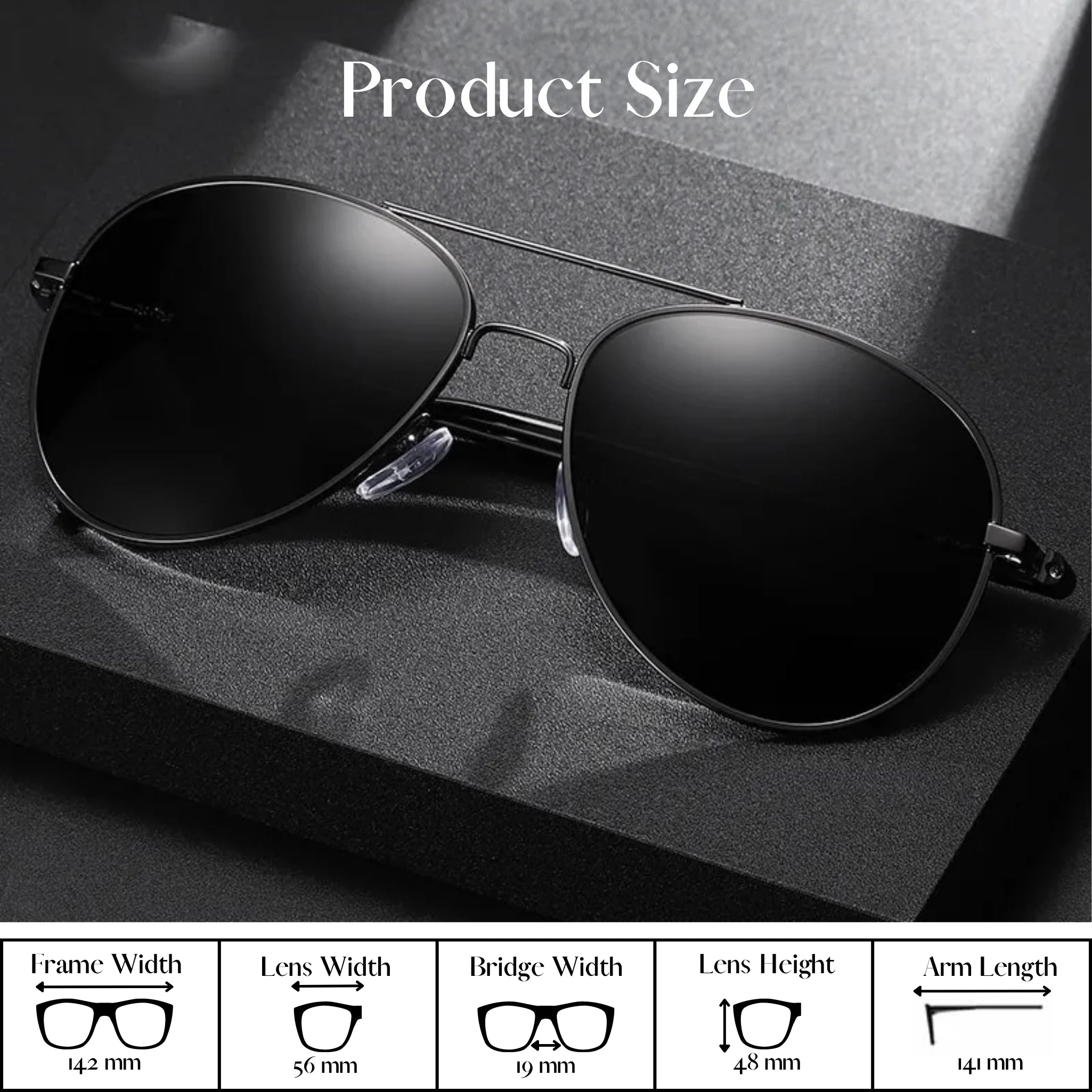 PoshPilot Klassic Series Day & Night Driving Aviator Sunglasses For Men & Women - Black & Yellow PoshPilot Klassic Series Day & Night Driving Aviator Sunglasses For Men & Women - Black & Yellow