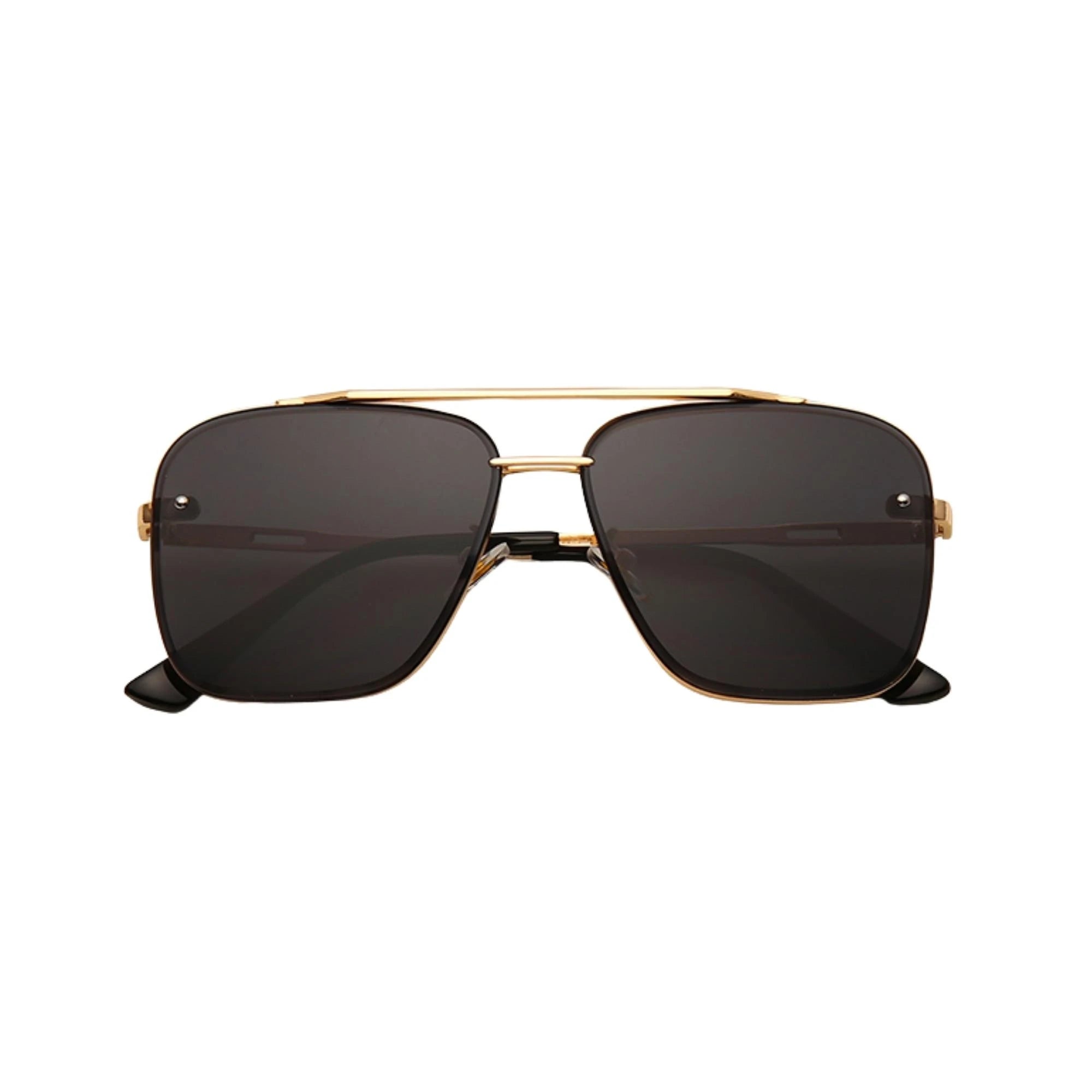 Bold Series Metal Frame Square Sunglasses - Gold Frame Black Lens Bold Series Metal Frame Square Sunglasses - Gold Frame Black Lens