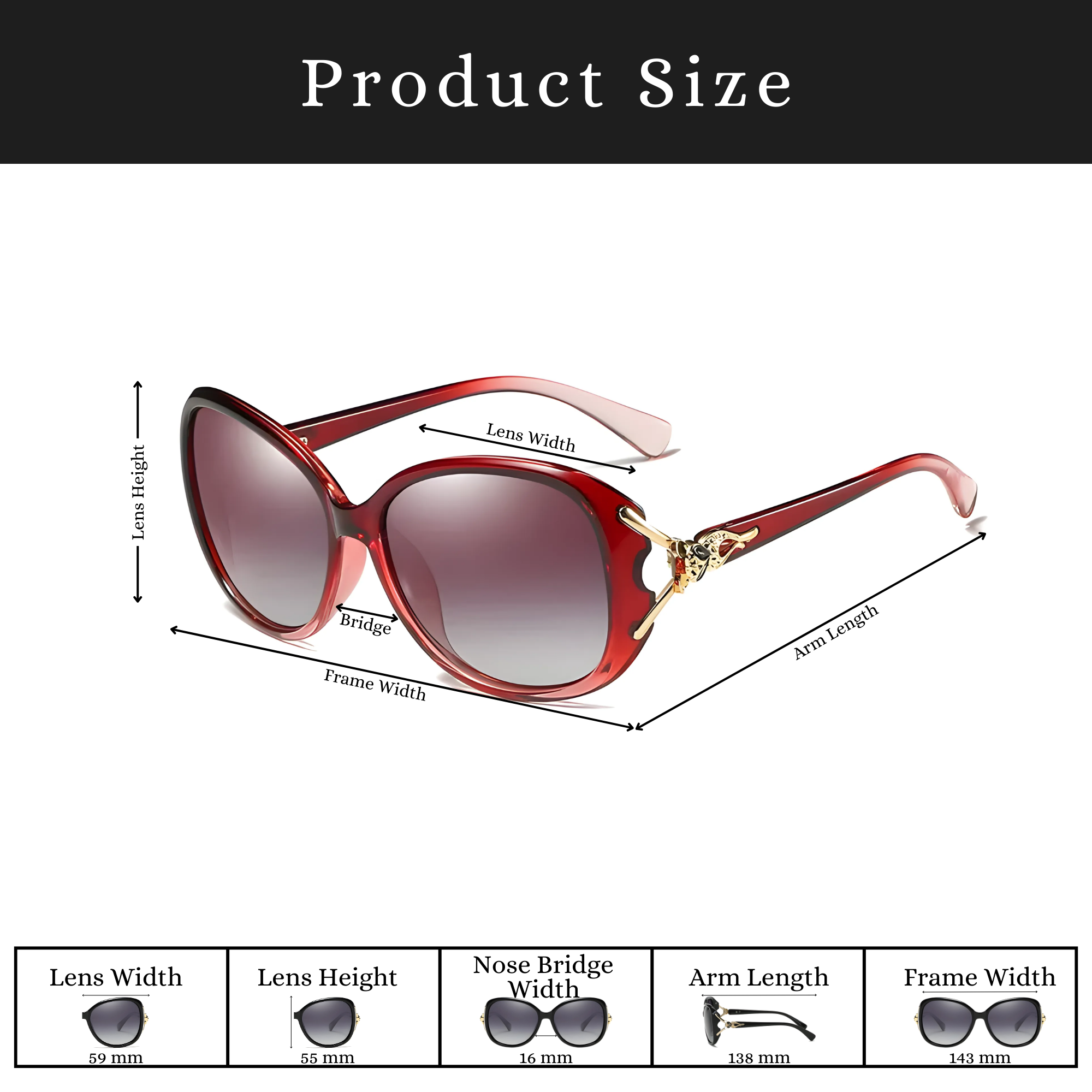 Royal Series Oval Fox Sunglasses For Women - Red Royal Series Oval Fox Sunglasses For Women - Red