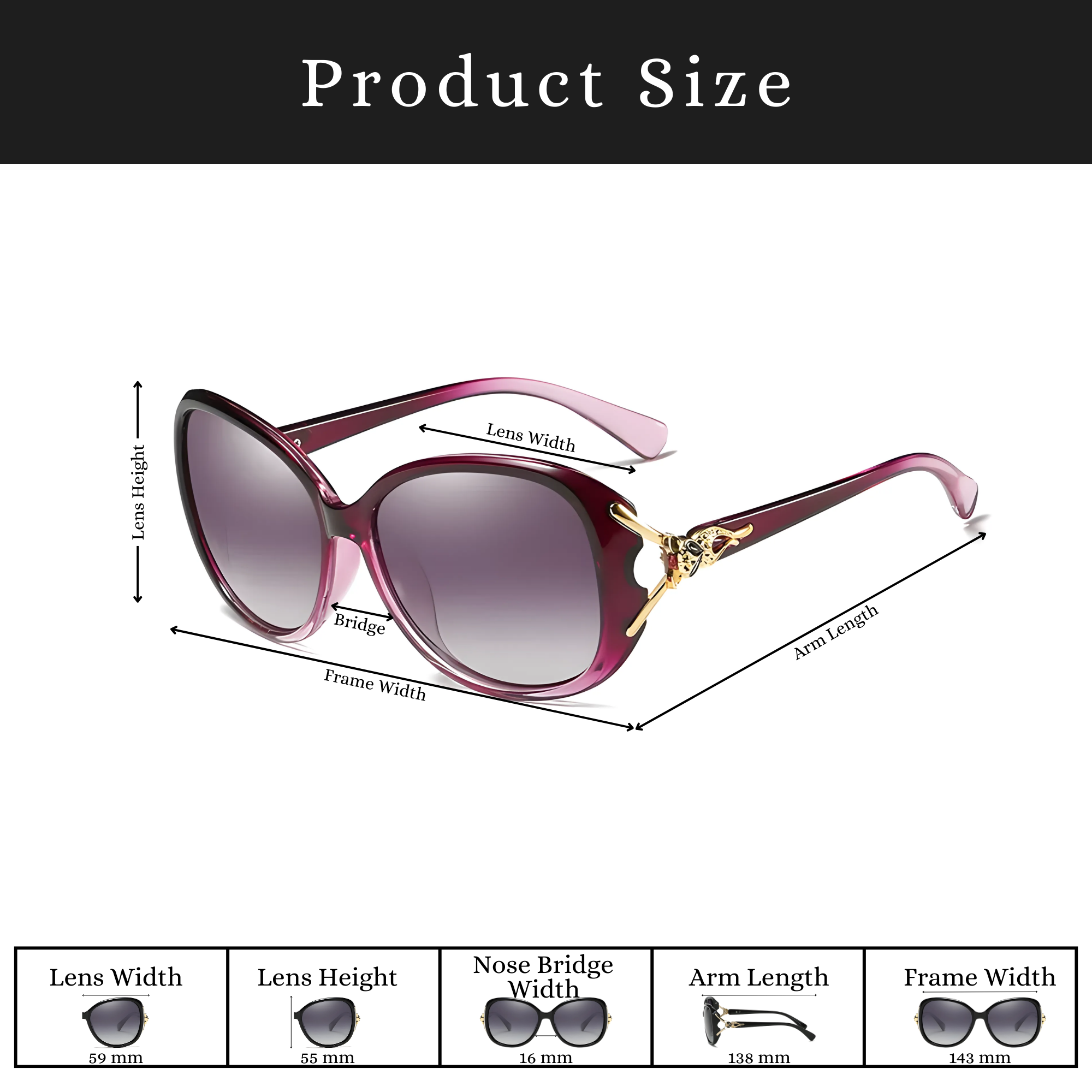 Royal Series Oval Fox Sunglasses For Women - Violet Royal Series Oval Fox Sunglasses For Women - Violet