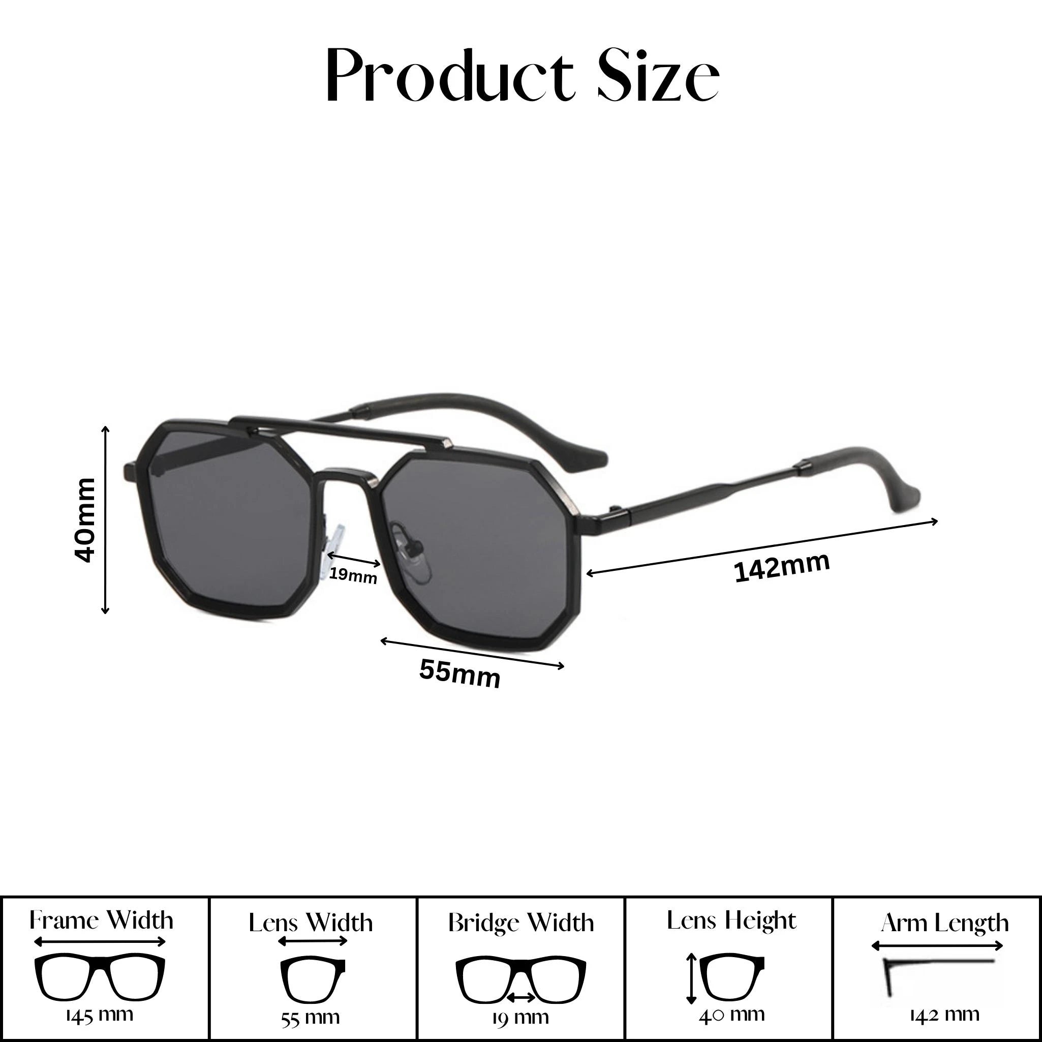 OCTO Series Metal Frame Octagon Sunglasses - Black OCTO Series Metal Frame Octagon Sunglasses - Black