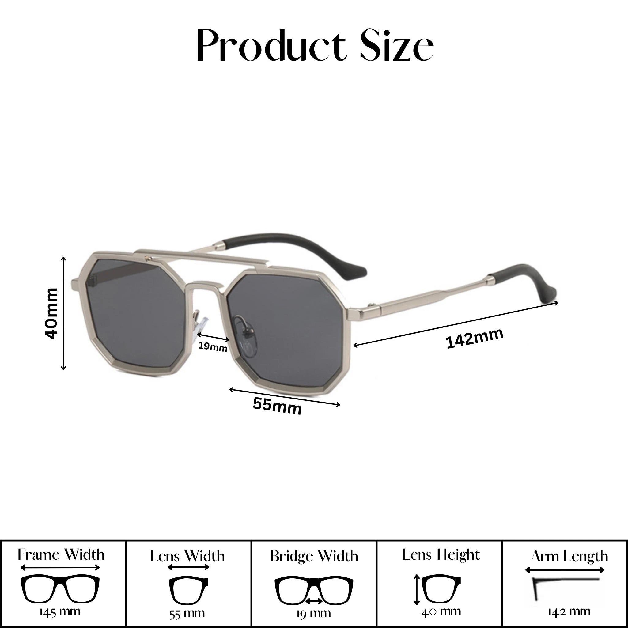 OCTO Series Metal Frame Octagon Sunglasses - Silver OCTO Series Metal Frame Octagon Sunglasses - Silver