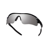 Futuristic Series Half Rim Sports Sunglasses - Black Frame Silver Mirrored Lenses Futuristic Series Half Rim Sports Sunglasses - Black Frame Silver Mirrored Lenses