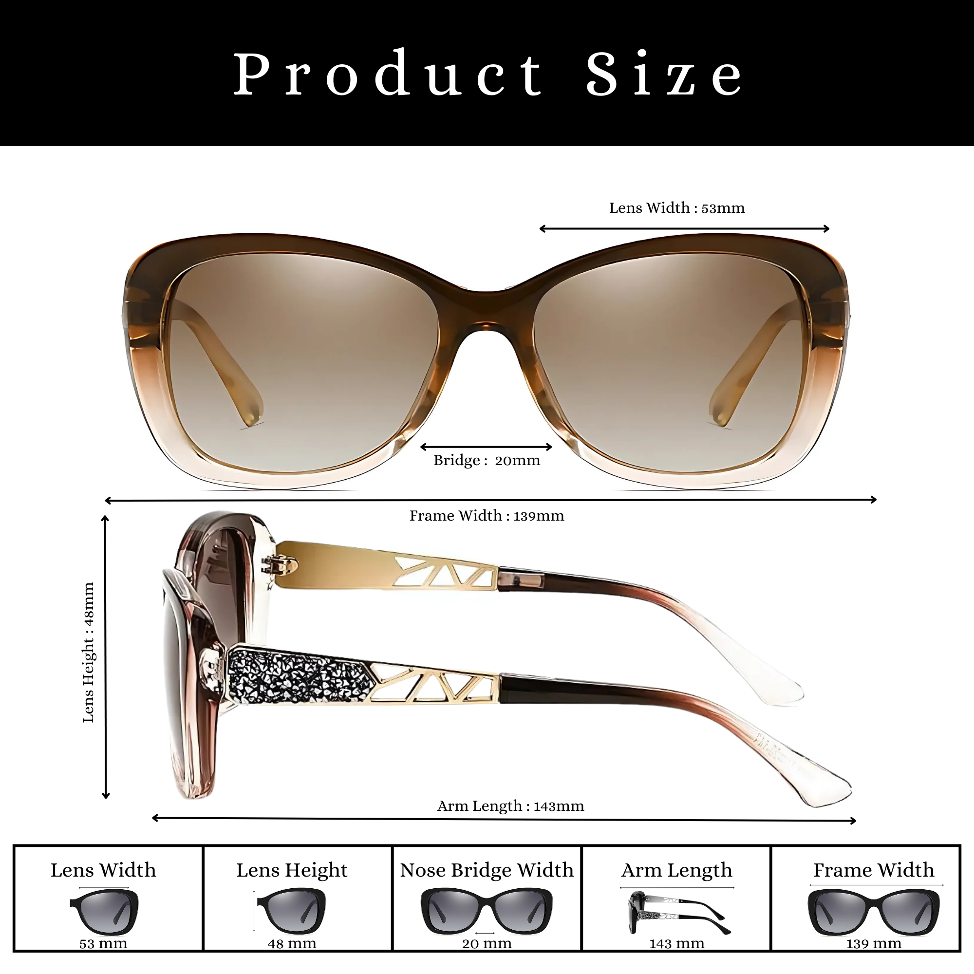 essntl series Butterfly Sparkling Crystal Sunglasses For Women - Mocha Mousse essntl series Butterfly Sparkling Crystal Sunglasses For Women - Mocha Mousse