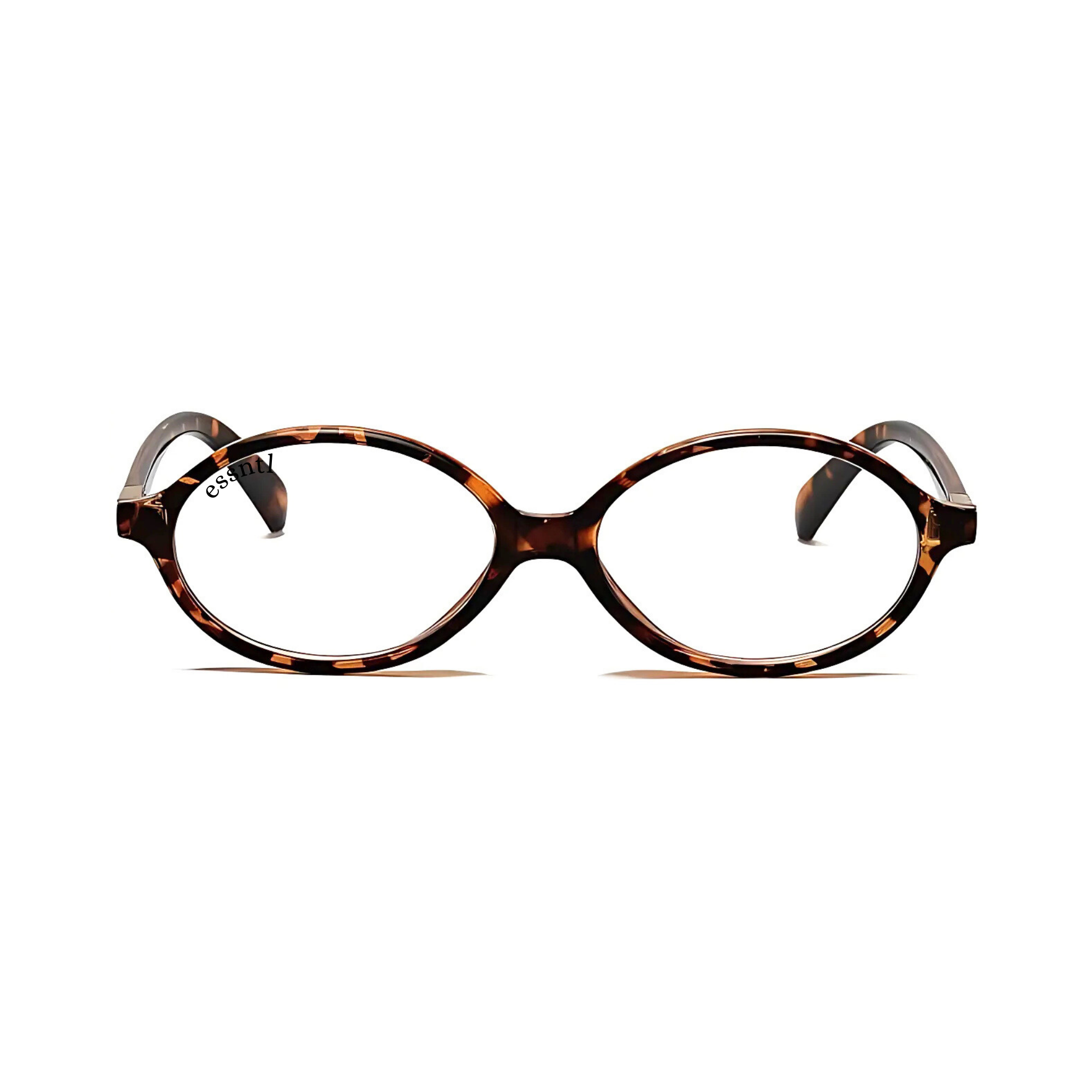 essntl series Retro Vintage 90s Oval Computer Glasses For Men & Women - Leopard Clear essntl series Retro Vintage 90s Oval Computer Glasses For Men & Women - Leopard Clear