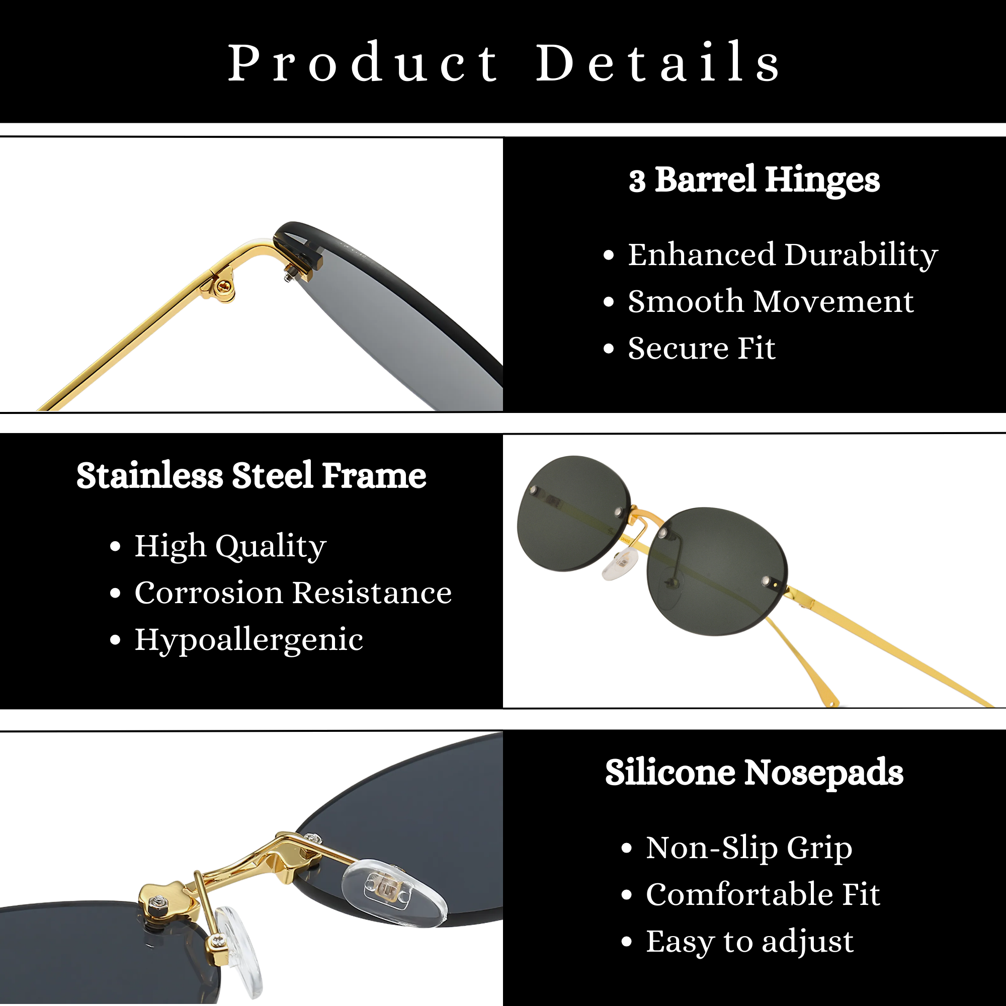 crush series Retro Vintage Rimless Oval Sunglasses For Men & Women - Gold Blue Pink Gradient crush series Retro Vintage Rimless Oval Sunglasses For Men & Women - Gold Blue Pink Gradient