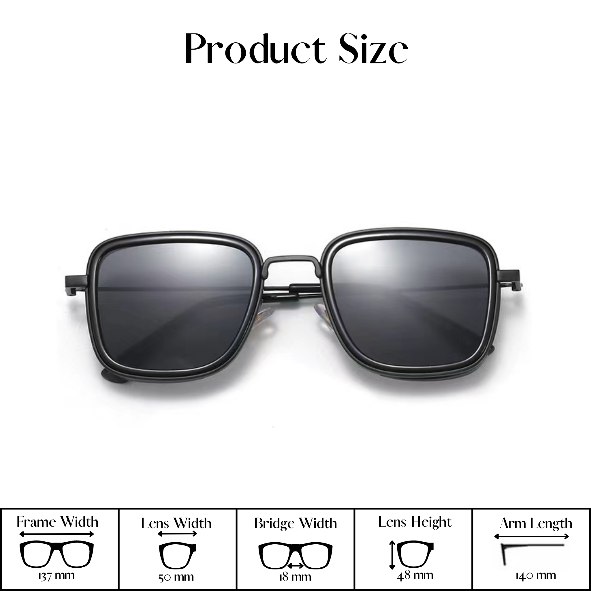 Fame Series Retro Square Sunglasses - Black Frame Grey Lens Fame Series Retro Square Sunglasses - Black Frame Grey Lens