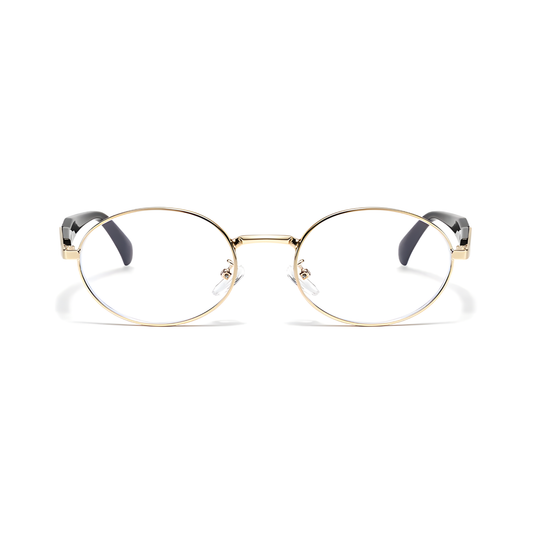 essntl Series Retro Oval Computer Glasses For Men & Women - Golden
