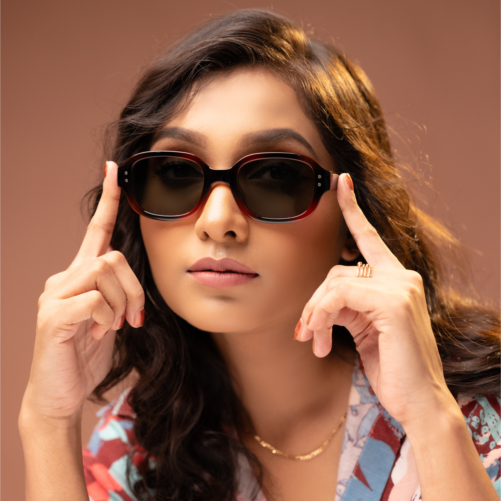 DOTTED Series Retro Y2K Rectangle Polarized Sunglasses - Redwood Green Lenses DOTTED Series Retro Y2K Rectangle Polarized Sunglasses - Redwood Green Lenses