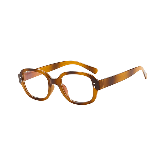 Dotted Series Retro Y2K Rectangle Blue Light Blocking Eyeglasses - Caramel Glaze