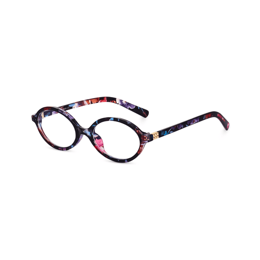 essntl series Retro Vintage 90s Oval Computer Glasses For Women - Floral Print