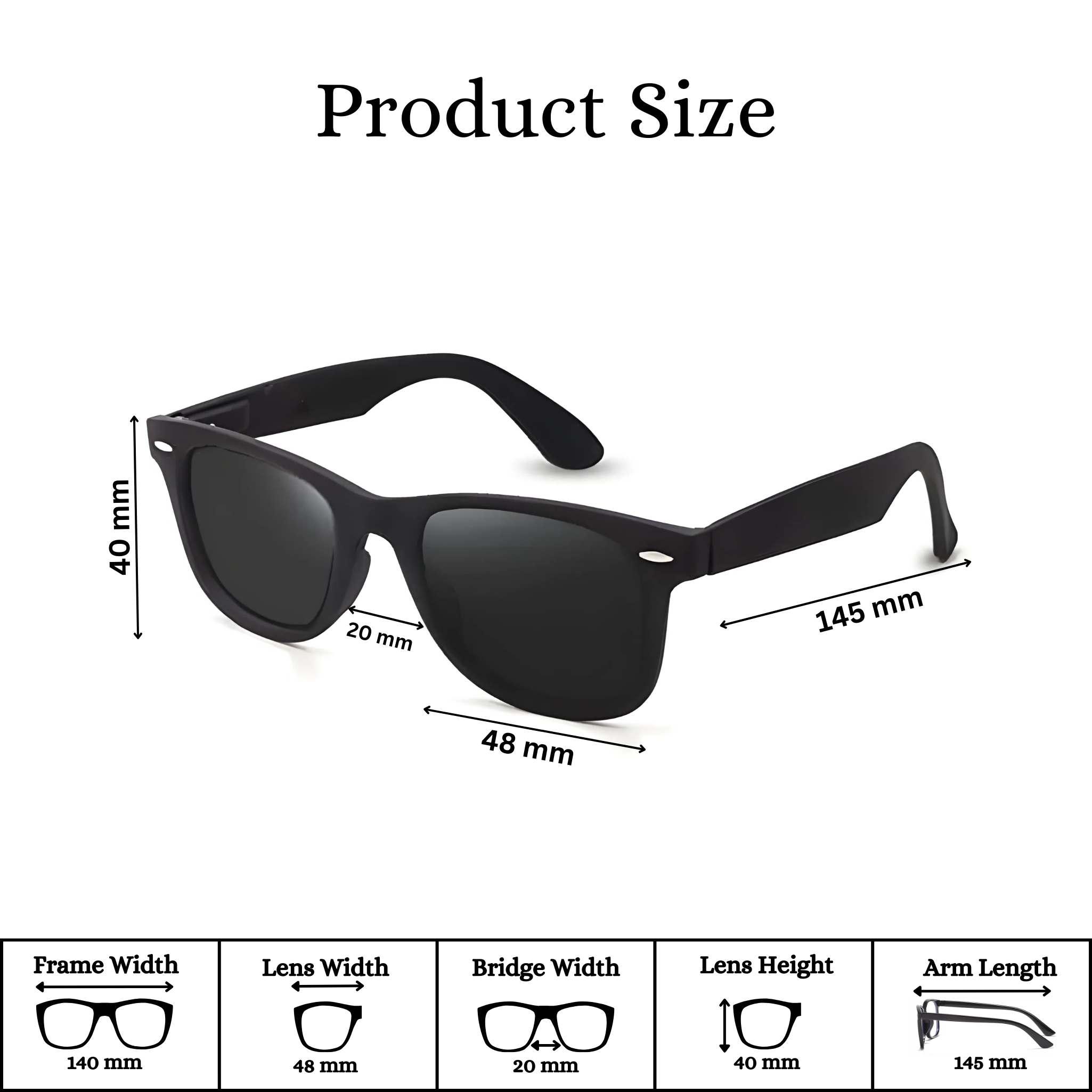 Klassic Series Polarized Wayfarer Sunglasses For Men & Women - (Matte Black) Klassic Series Polarized Wayfarer Sunglasses For Men & Women - (Matte Black)