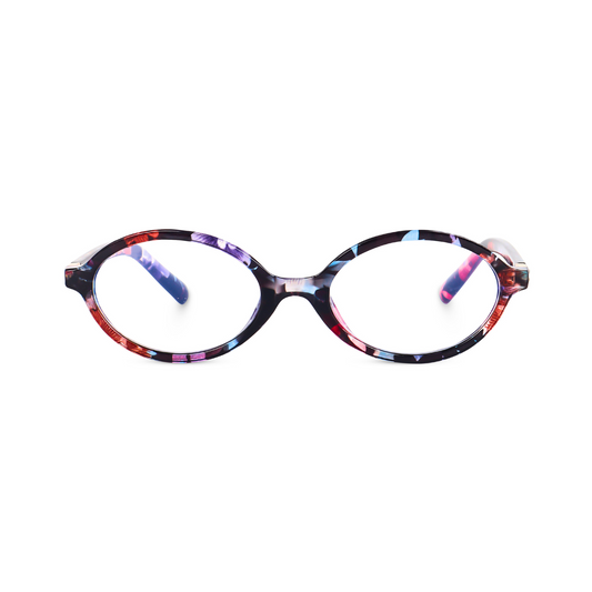 essntl series Retro Vintage 90s Oval Computer Glasses For Women - Floral Print