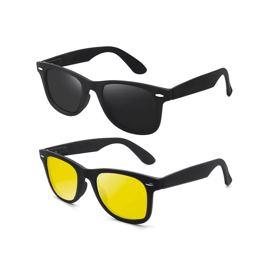 Klassic Series Polarized Wayfarer Sunglasses For Men & Women - (Grey & Yellow Lenses)