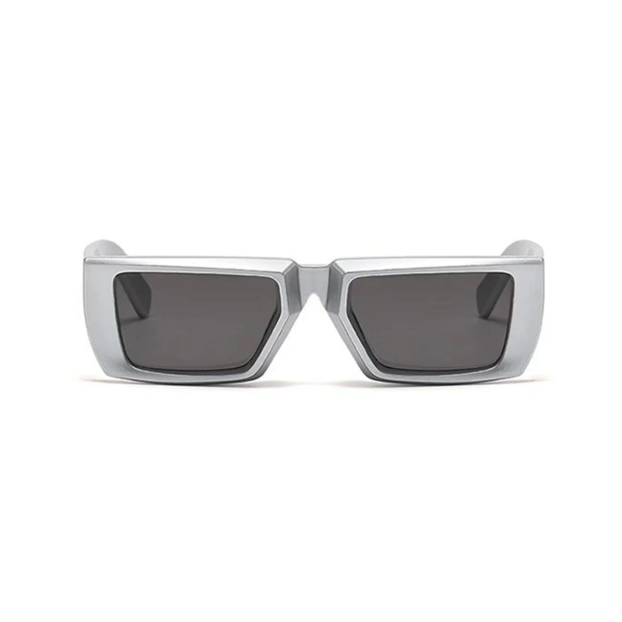 Futuristic Series Street Wear Y2K Rectangle Sunglasses - Stardust Steel Silver Futuristic Series Street Wear Y2K Rectangle Sunglasses - Stardust Steel Silver