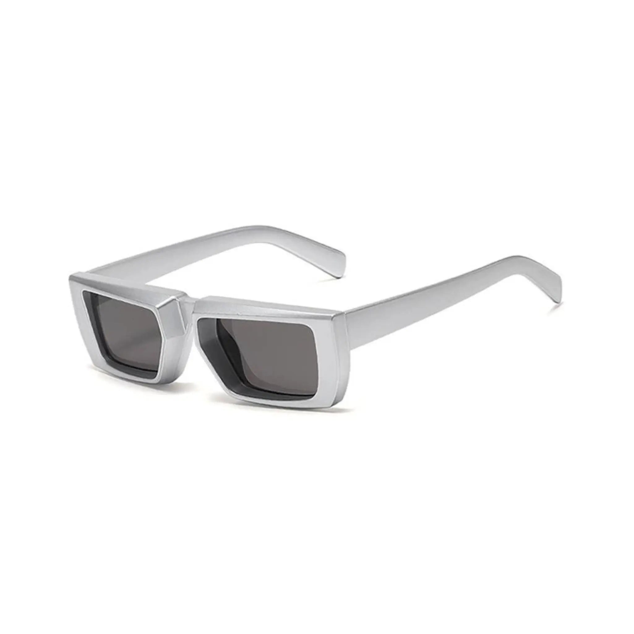 Futuristic Series Street Wear Y2K Rectangle Sunglasses - Stardust Steel Silver Futuristic Series Street Wear Y2K Rectangle Sunglasses - Stardust Steel Silver