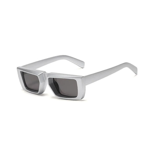 Futuristic Series Street Wear Y2K Rectangle Sunglasses - Stardust Steel Silver