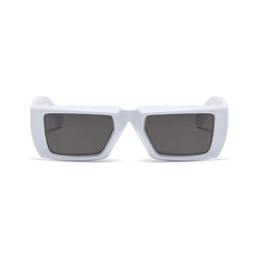 Futuristic Series Street Wear Y2K Rectangle Sunglasses - Luna Frost White