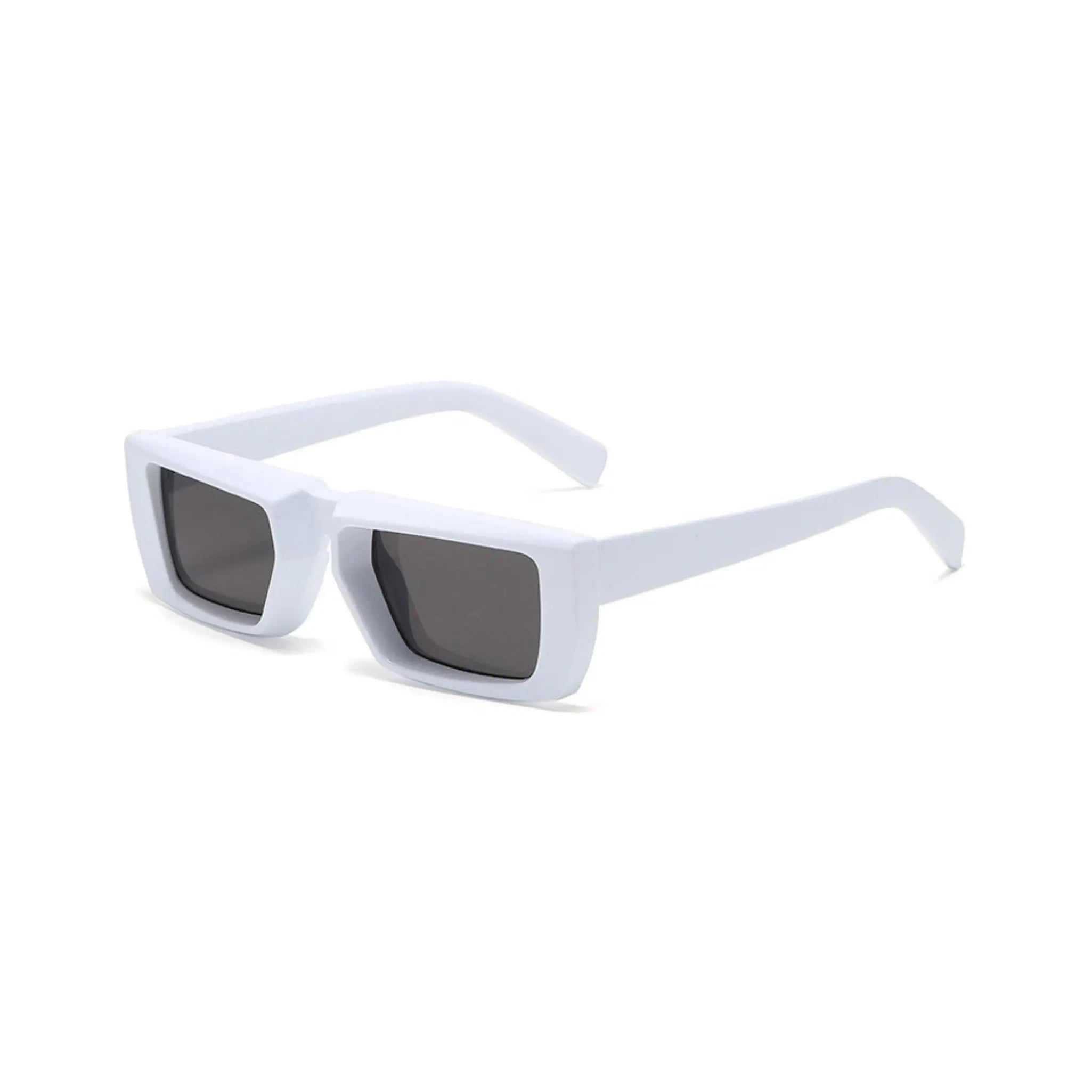 Futuristic Series Street Wear Y2K Rectangle Sunglasses - Luna Frost White Futuristic Series Street Wear Y2K Rectangle Sunglasses - Luna Frost White