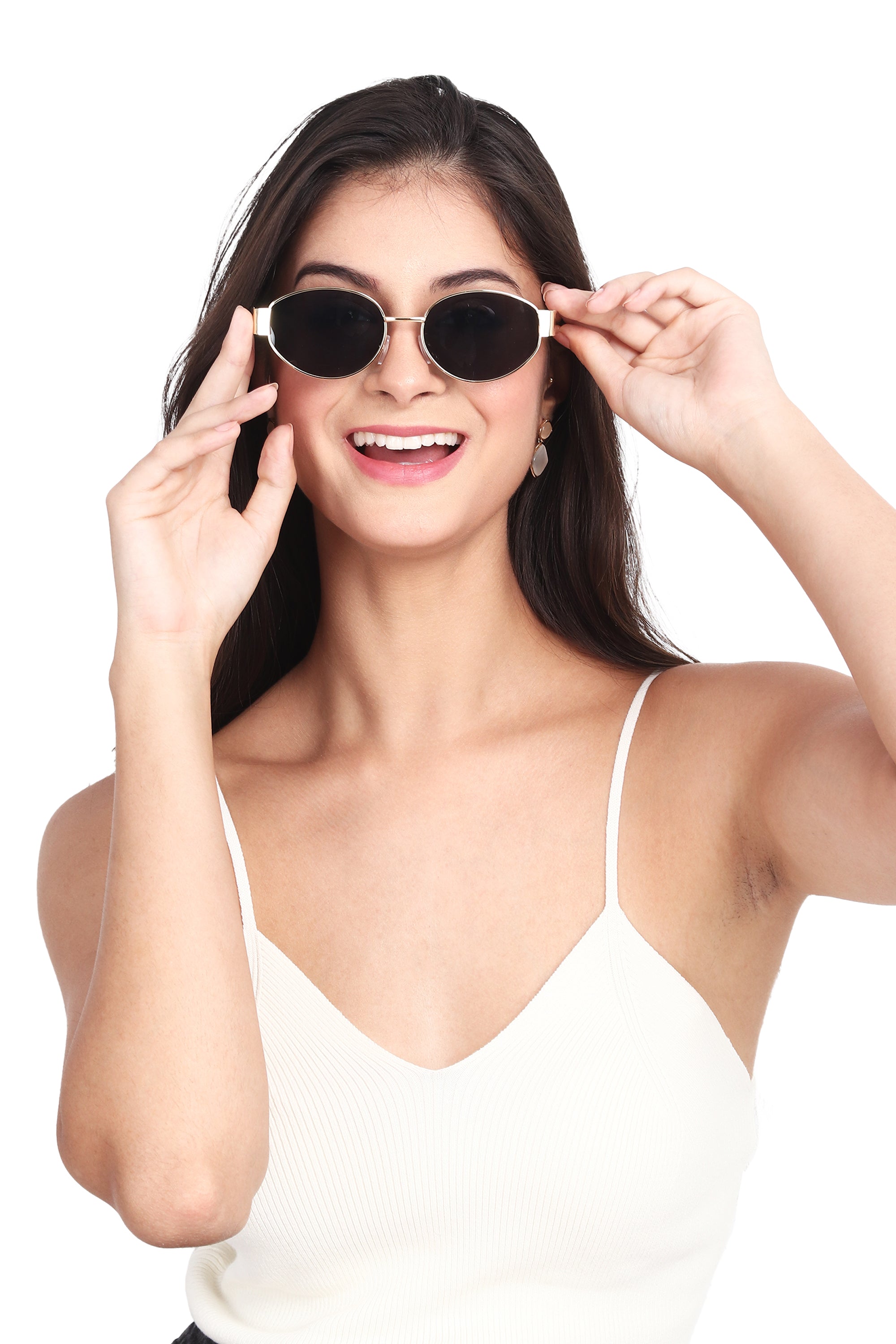 essntl Series Retro Oval Sunglasses For Women & Men - Gold Grey essntl Series Retro Oval Sunglasses For Women & Men - Gold Grey