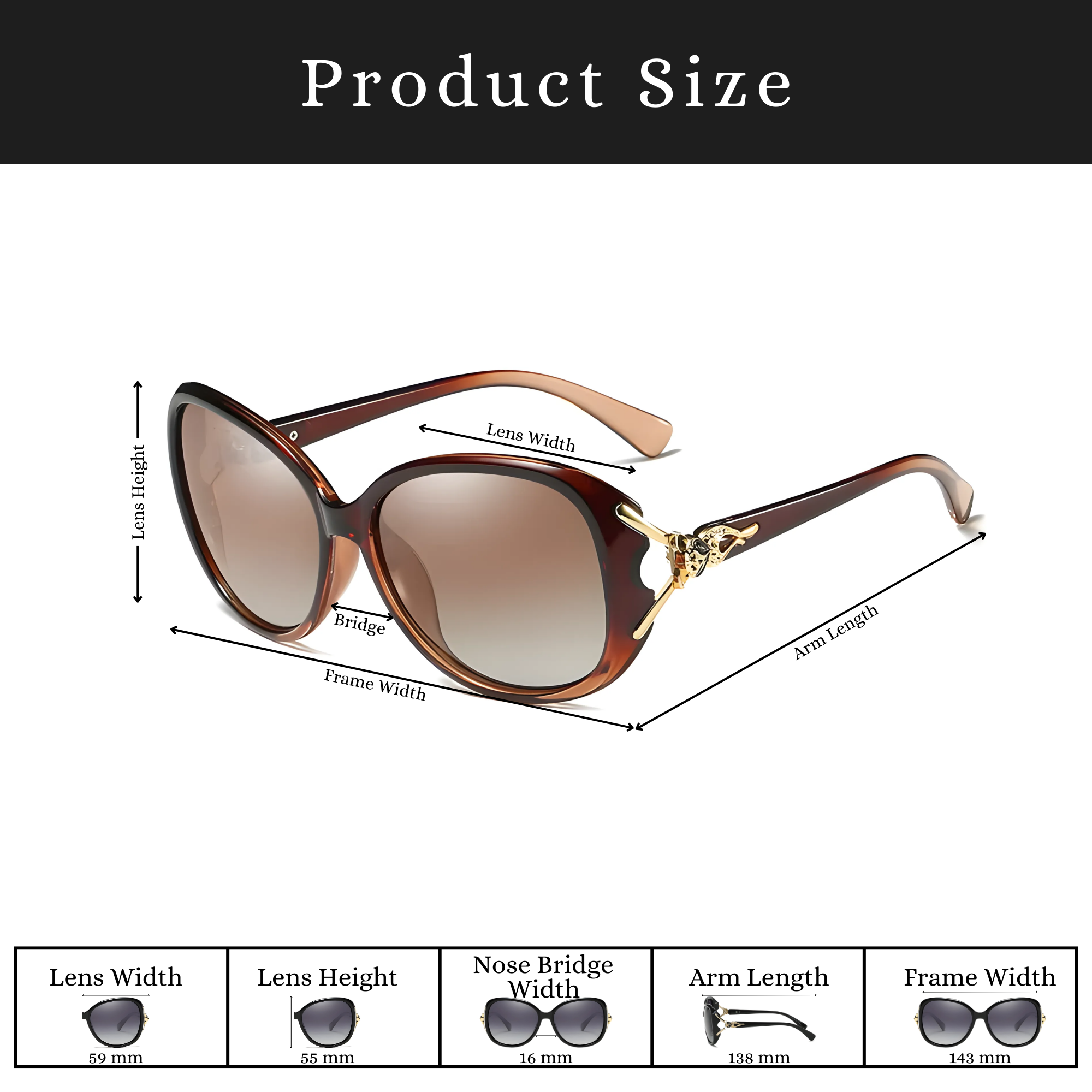 Royal Series Oval Fox Sunglasses For Women - Brown Royal Series Oval Fox Sunglasses For Women - Brown