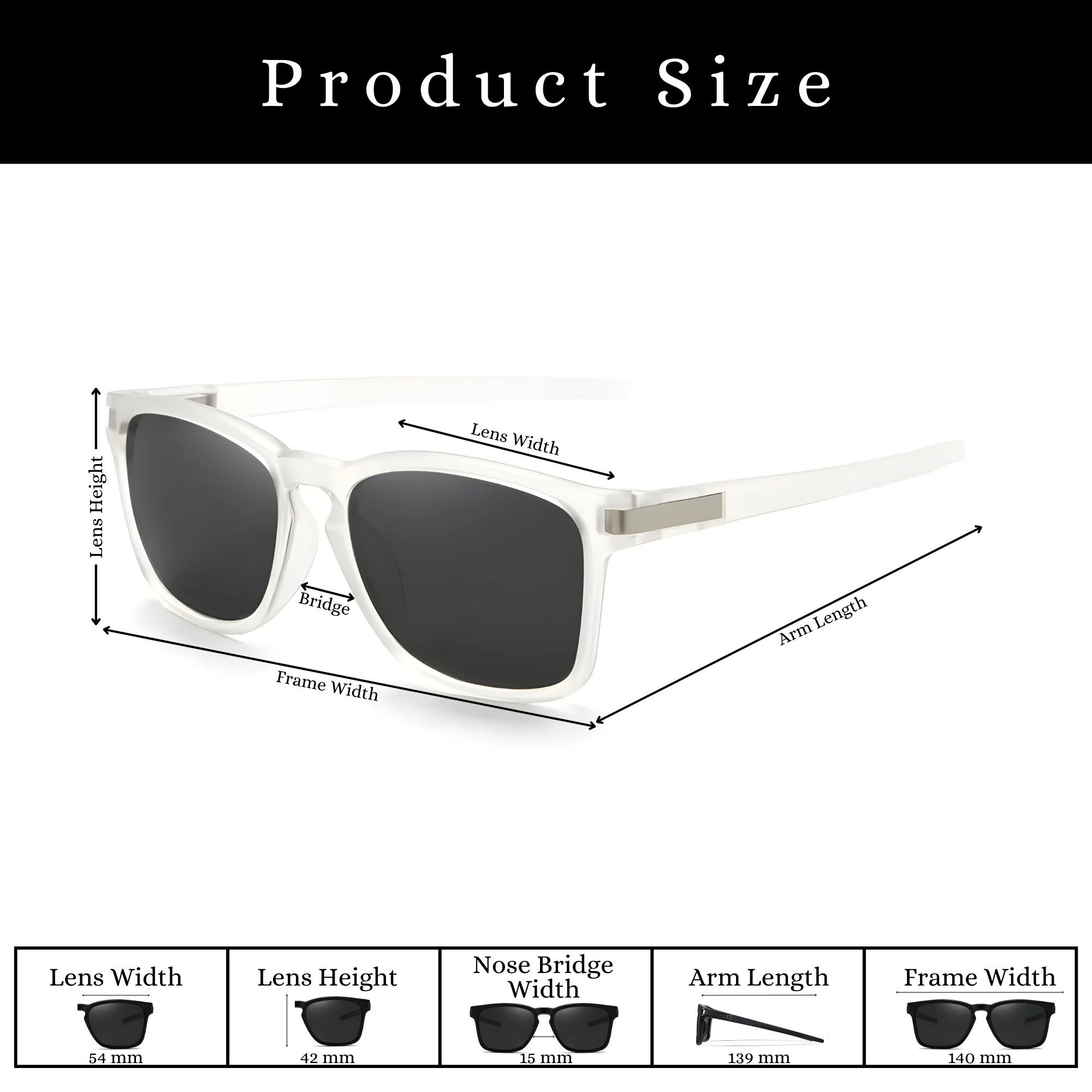 Klassic Series Polarized Sports Rectangular Sunglasses For Men & Women - (Crystal Frame Grey Lenses) Klassic Series Polarized Sports Rectangular Sunglasses For Men & Women - (Crystal Frame Grey Lenses)