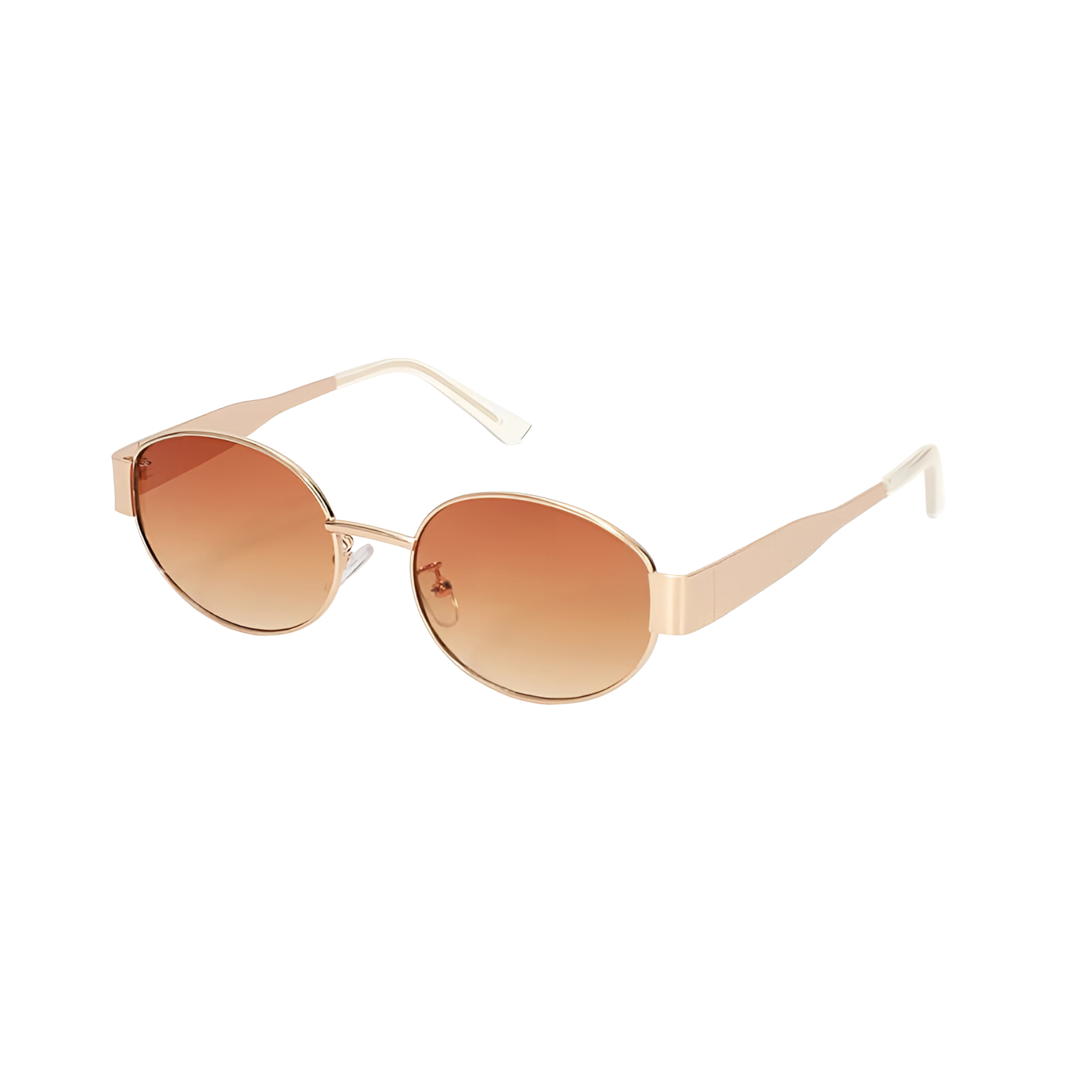 essntl Series Retro Oval Sunglasses For Women & Men - Gold Frame Gradient Brown Lenses essntl Series Retro Oval Sunglasses For Women & Men - Gold Frame Gradient Brown Lenses