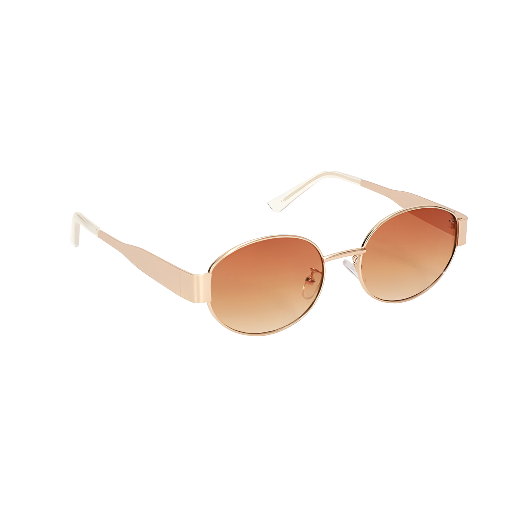 essntl Series Retro Oval Sunglasses For Women & Men - Gold Frame Gradient Brown Lenses essntl Series Retro Oval Sunglasses For Women & Men - Gold Frame Gradient Brown Lenses