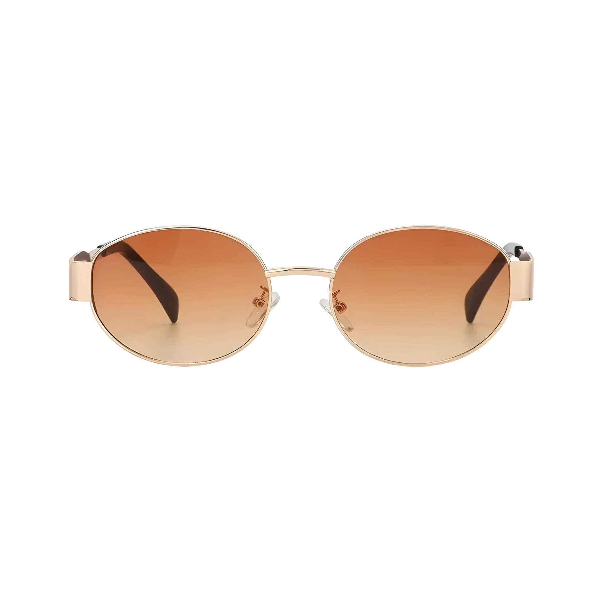 essntl Series Retro Oval Sunglasses For Women & Men - Gold Frame Gradient Brown Lenses essntl Series Retro Oval Sunglasses For Women & Men - Gold Frame Gradient Brown Lenses