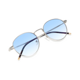 essntl series Vintage Round Sunglasses For Men & Women Silver Frame Gradient Blue Lenses essntl series Vintage Round Sunglasses For Men & Women Silver Frame Gradient Blue Lenses