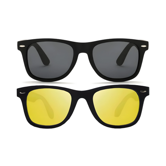 Klassic Series Polarized Wayfarer Sunglasses For Men & Women - (Grey & Yellow Lenses)