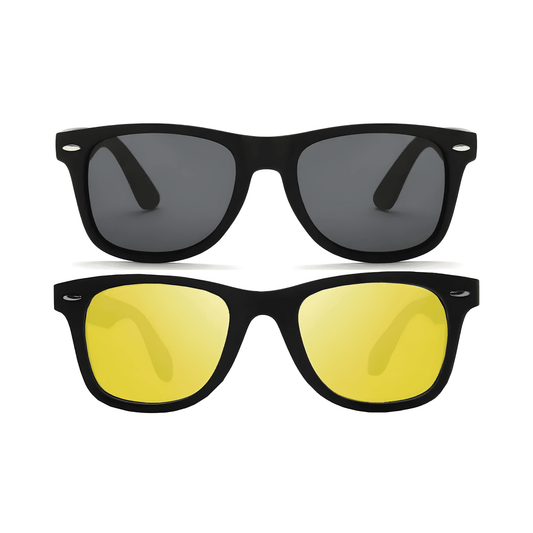 Klassic Series Polarized Wayfarer Sunglasses For Men & Women - (Grey & Yellow Lenses)