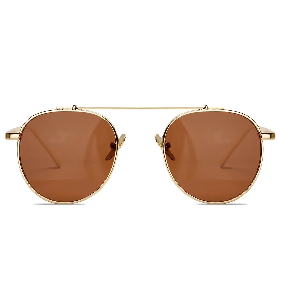 DISC Series Metal Frame Round Sunglasses - Gold Brown DISC Series Metal Frame Round Sunglasses - Gold Brown