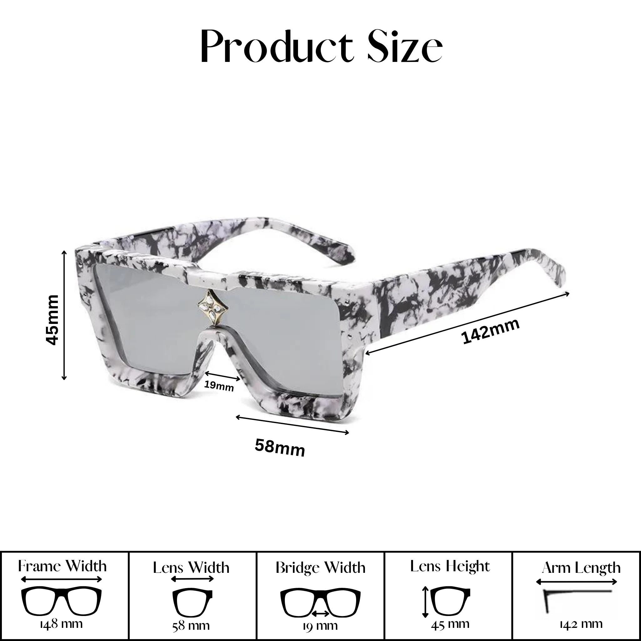 Monster Series Luxury Oversized Sunglasses - Marble Print Monster Series Luxury Oversized Sunglasses - Marble Print