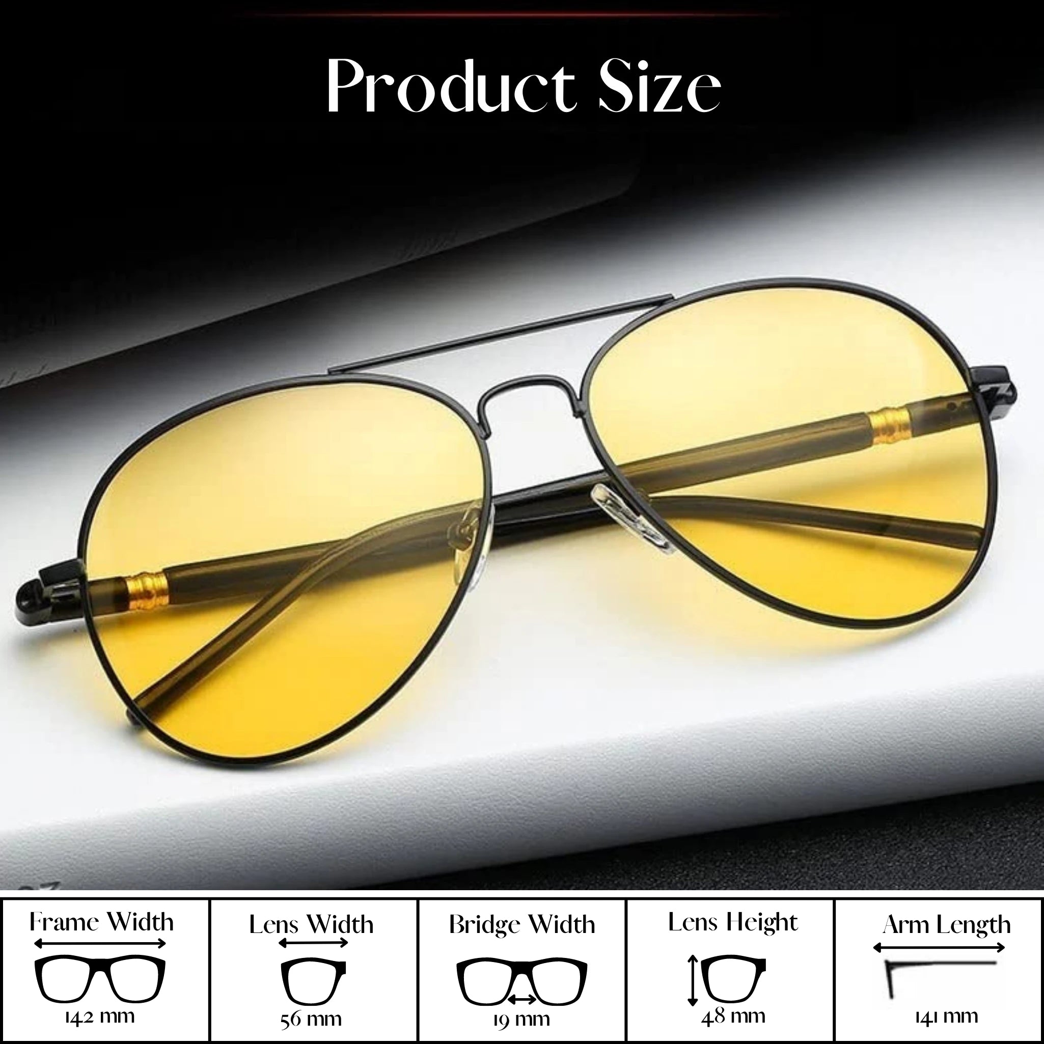 PoshPilot Klassic Series Night Driving Aviator Sunglasses For Men & Women PoshPilot Klassic Series Night Driving Aviator Sunglasses For Men & Women
