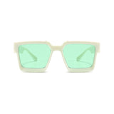 Monster Series UV Protected Square Sunglasses - White Frame Green Lens Monster Series UV Protected Square Sunglasses - White Frame Green Lens