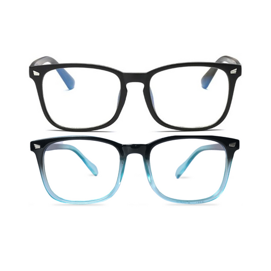 WINGZ Series Pack Of 2 Blue Light Blocking Computer Glasses - Glossy Black & Black-Blue