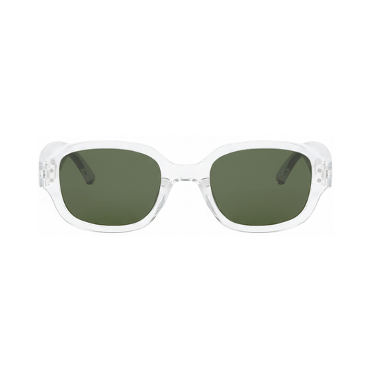 Dotted Series Retro Y2K Rectangle Polarized Sunglasses - Transparent Green