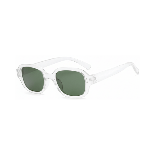 Dotted Series Retro Y2K Rectangle Polarized Sunglasses - Transparent Green