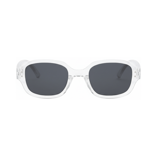 Dotted Series Retro Y2K Rectangle Polarized Sunglasses - Transparent Grey