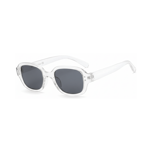 Dotted Series Retro Y2K Rectangle Polarized Sunglasses - Transparent Grey
