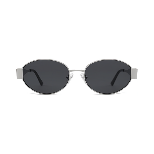 essntl Series Retro Oval Sunglasses For Women & Men - Silver Grey