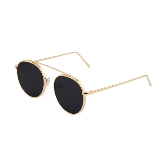 DISC Series Metal Frame Round Sunglasses - Gold Black