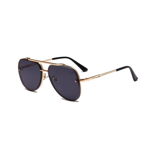 Bold Series Metal Frame Pilot Aviator Sunglasses - Gold Black