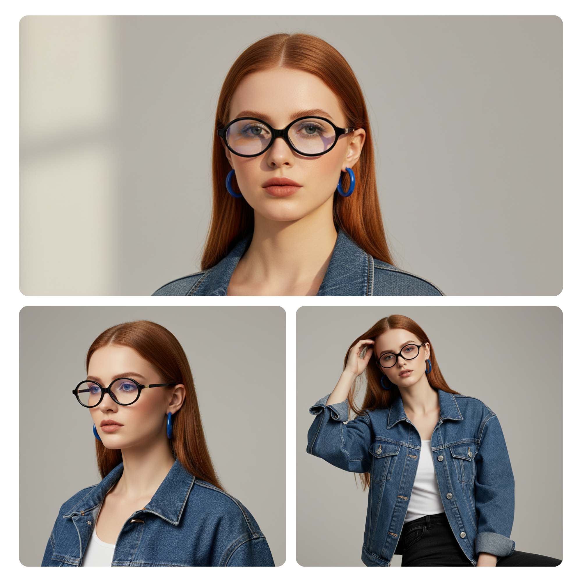 essntl series Retro Vintage 90s Oval Computer Glasses For Men & Women - Black Clear essntl series Retro Vintage 90s Oval Computer Glasses For Men & Women - Black Clear