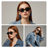 essntl series Retro Vintage 90s Oval Sunglasses For Men & Women - Black essntl series Retro Vintage 90s Oval Sunglasses For Men & Women - Black