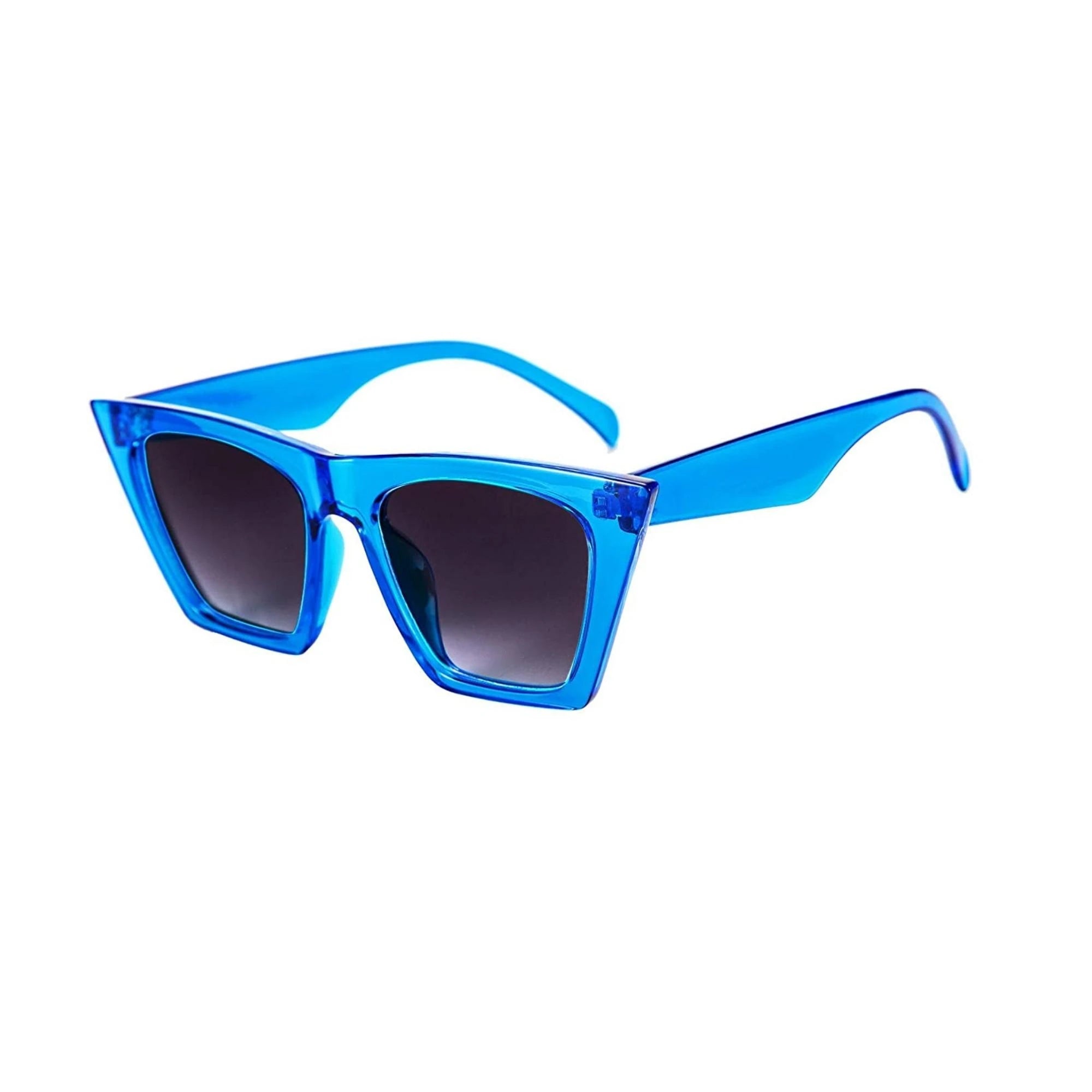 Flat Top Cateye Sunglasses For Women - Blue Flat Top Cateye Sunglasses For Women - Blue