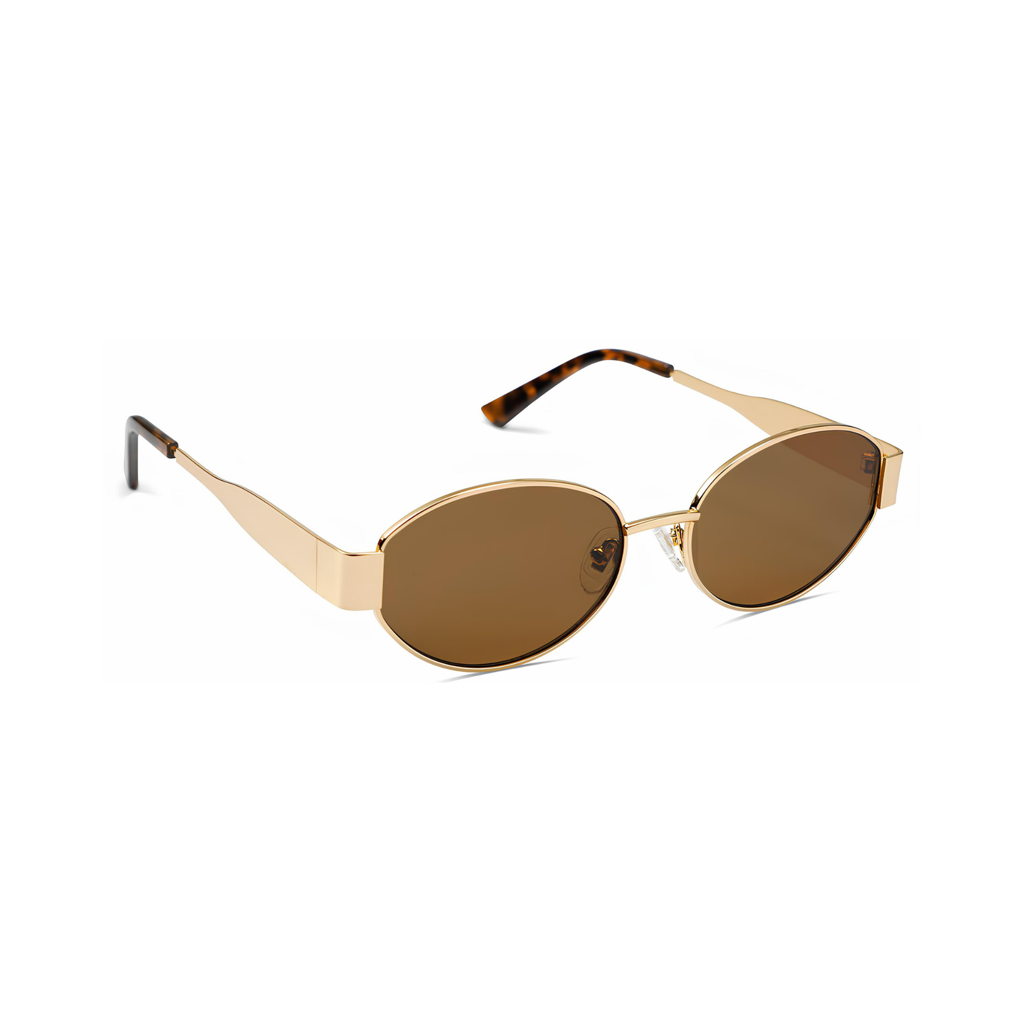 essntl Series Retro Oval Sunglasses For Women & Men - Gold Frame Brown Lenses essntl Series Retro Oval Sunglasses For Women & Men - Gold Frame Brown Lenses
