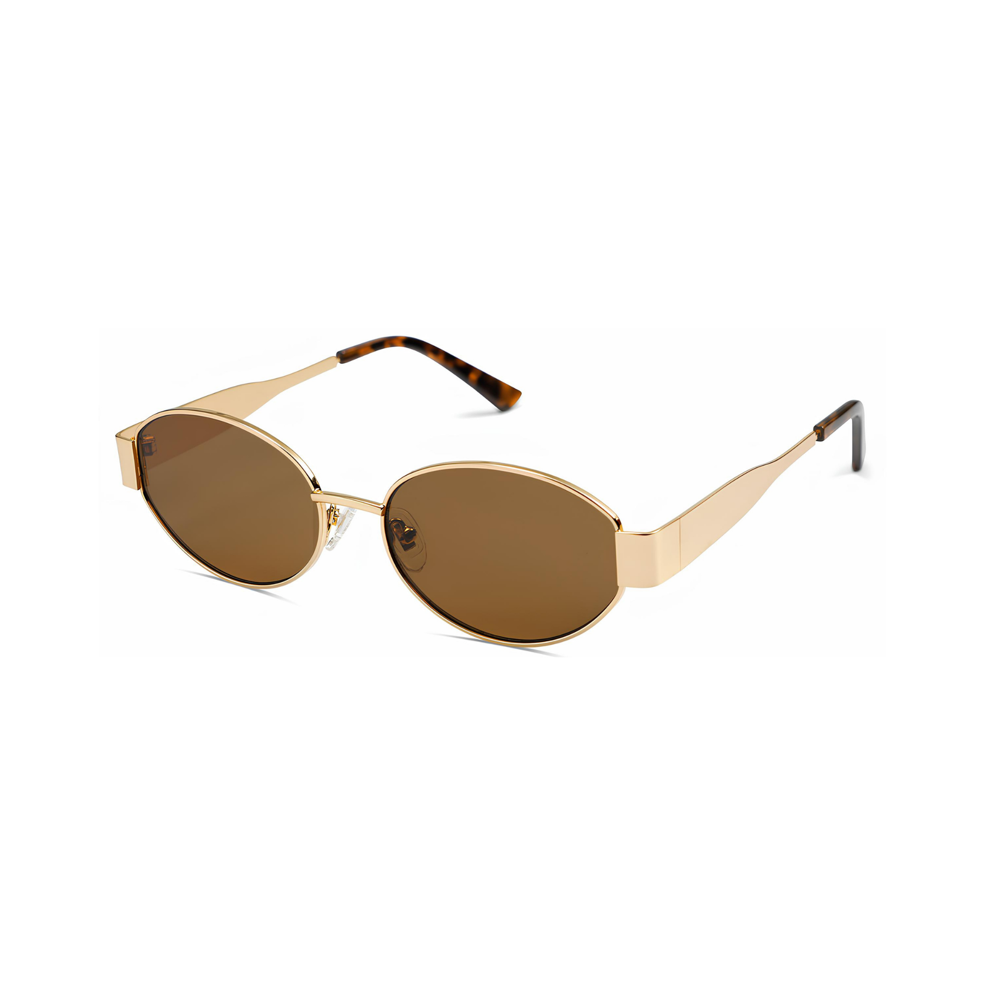 essntl Series Retro Oval Sunglasses For Women & Men - Gold Frame Brown Lenses essntl Series Retro Oval Sunglasses For Women & Men - Gold Frame Brown Lenses